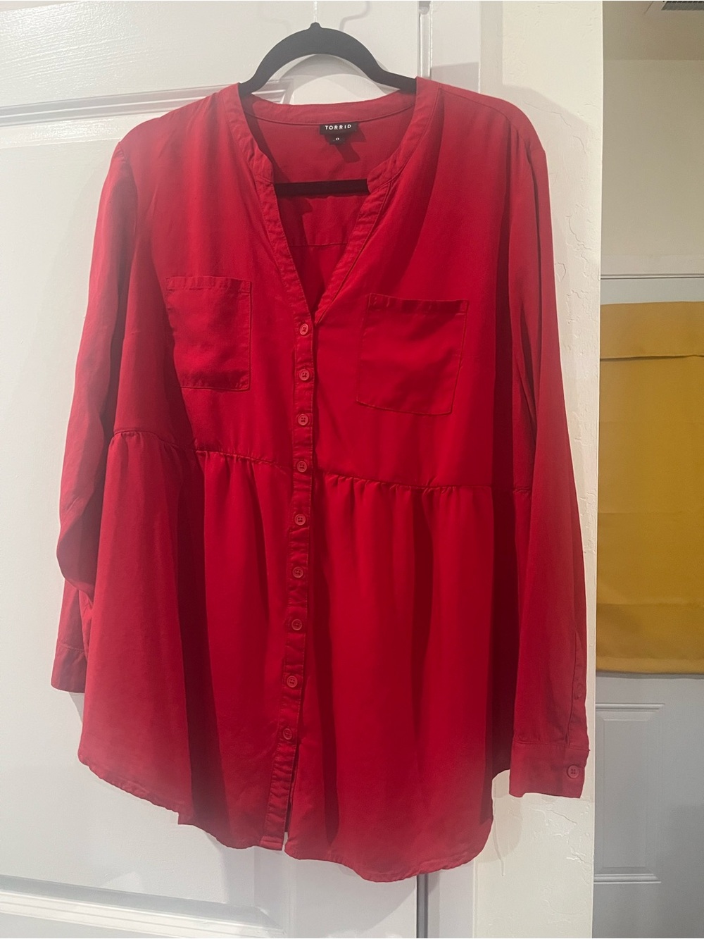torrid Red Button-Down Babydoll Tunic